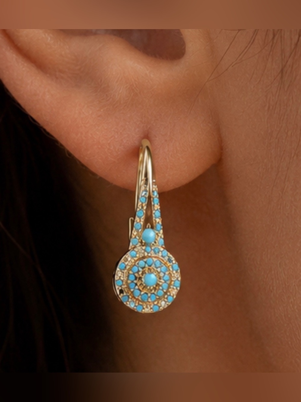 Anthropologie Gold and Turquoise Drop Earrings - Women Jewelry NWOT